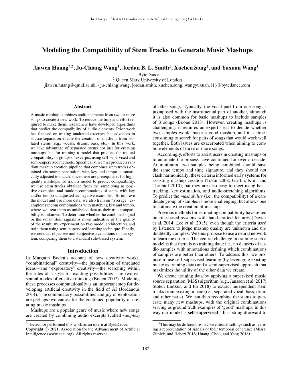 Modeling the Compatibility of Stem Tracks to Generate Music Mashups