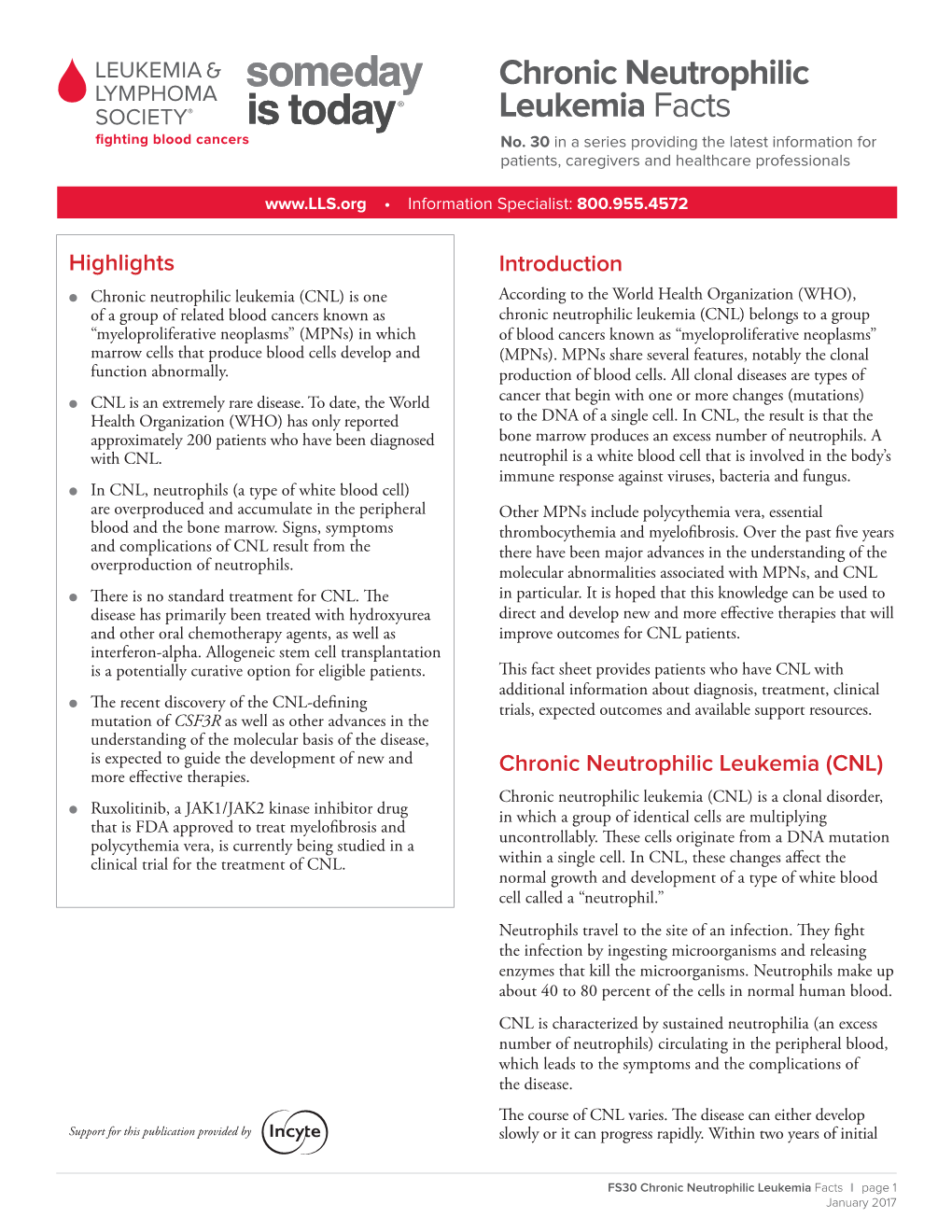 Chronic Neutrophilic Leukemia Facts No