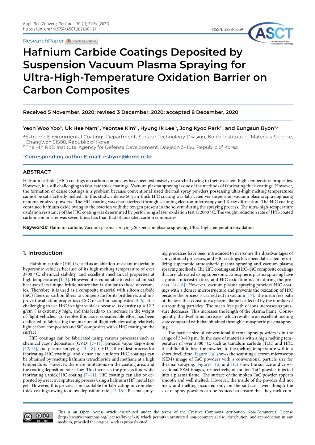 Hafnium Carbide Coatings Deposited by Suspension Vacuum Plasma Spraying for Ultra-High-Temperature Oxidation Barrier on Carbon Composites