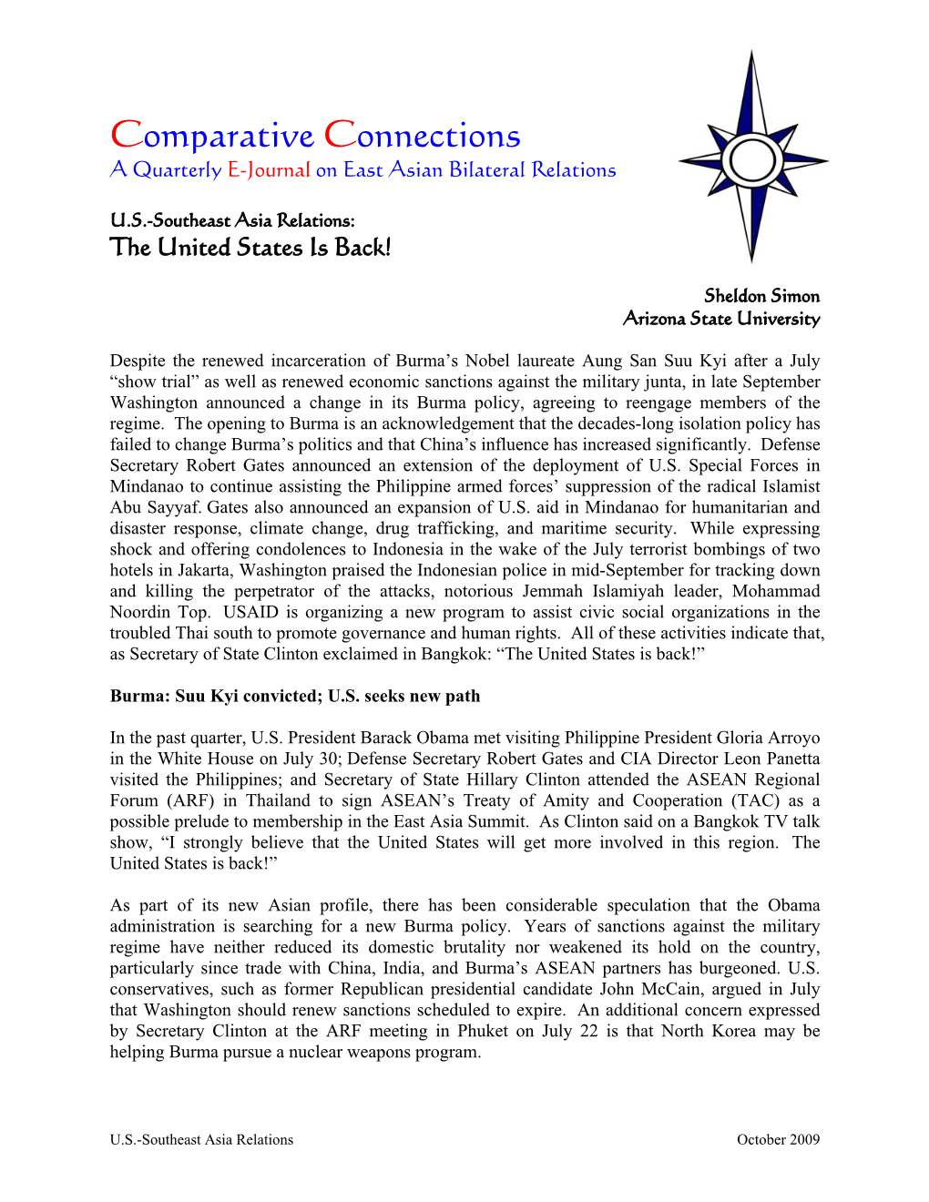 Comparative Connections a Quarterly E-Journal on East Asian Bilateral Relations