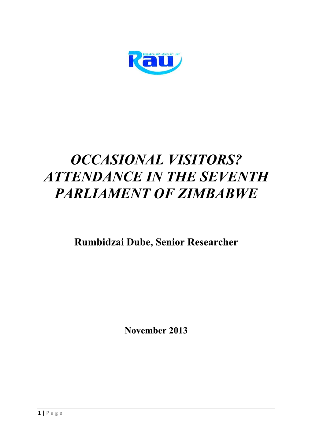 Attendance in the Seventh Parliament of Zimbabwe
