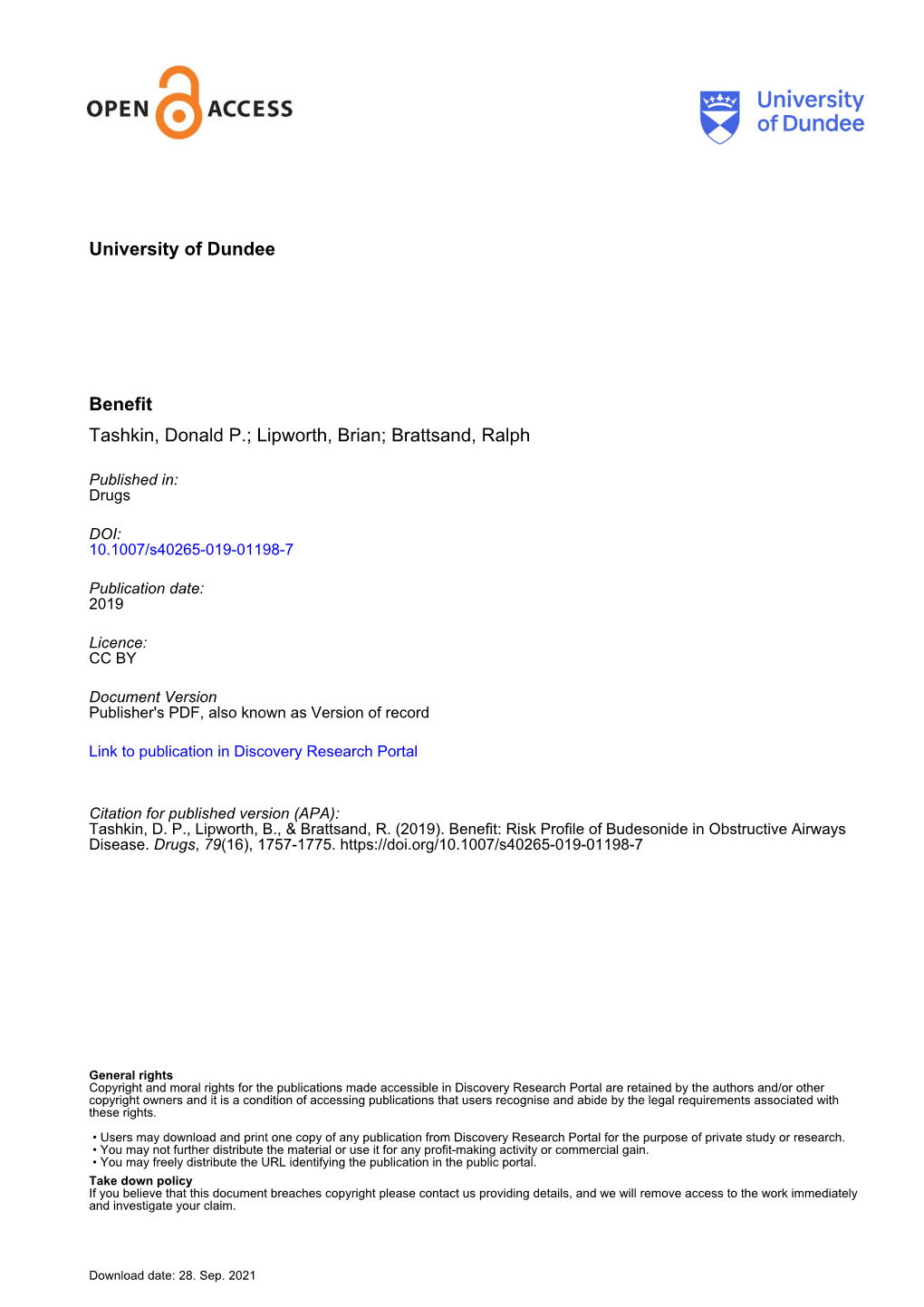 Benefit:Risk Profile of Budesonide in Obstructive Airways Disease