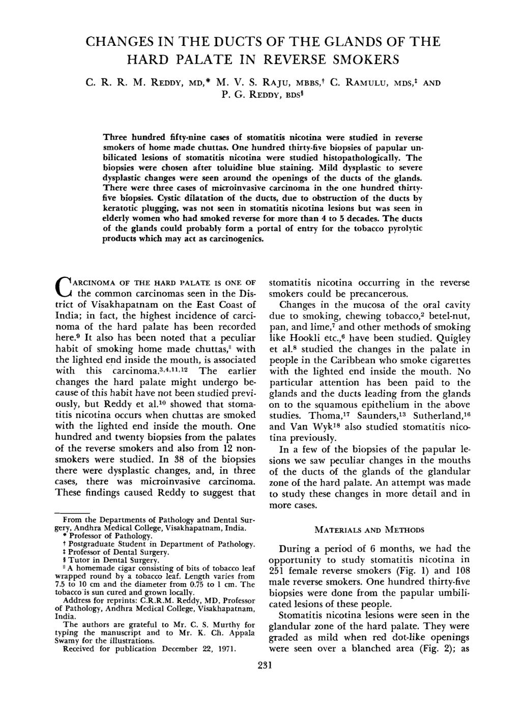 Changes in the Ducts of the Glands of the Hard Palate in Reverse Smokers