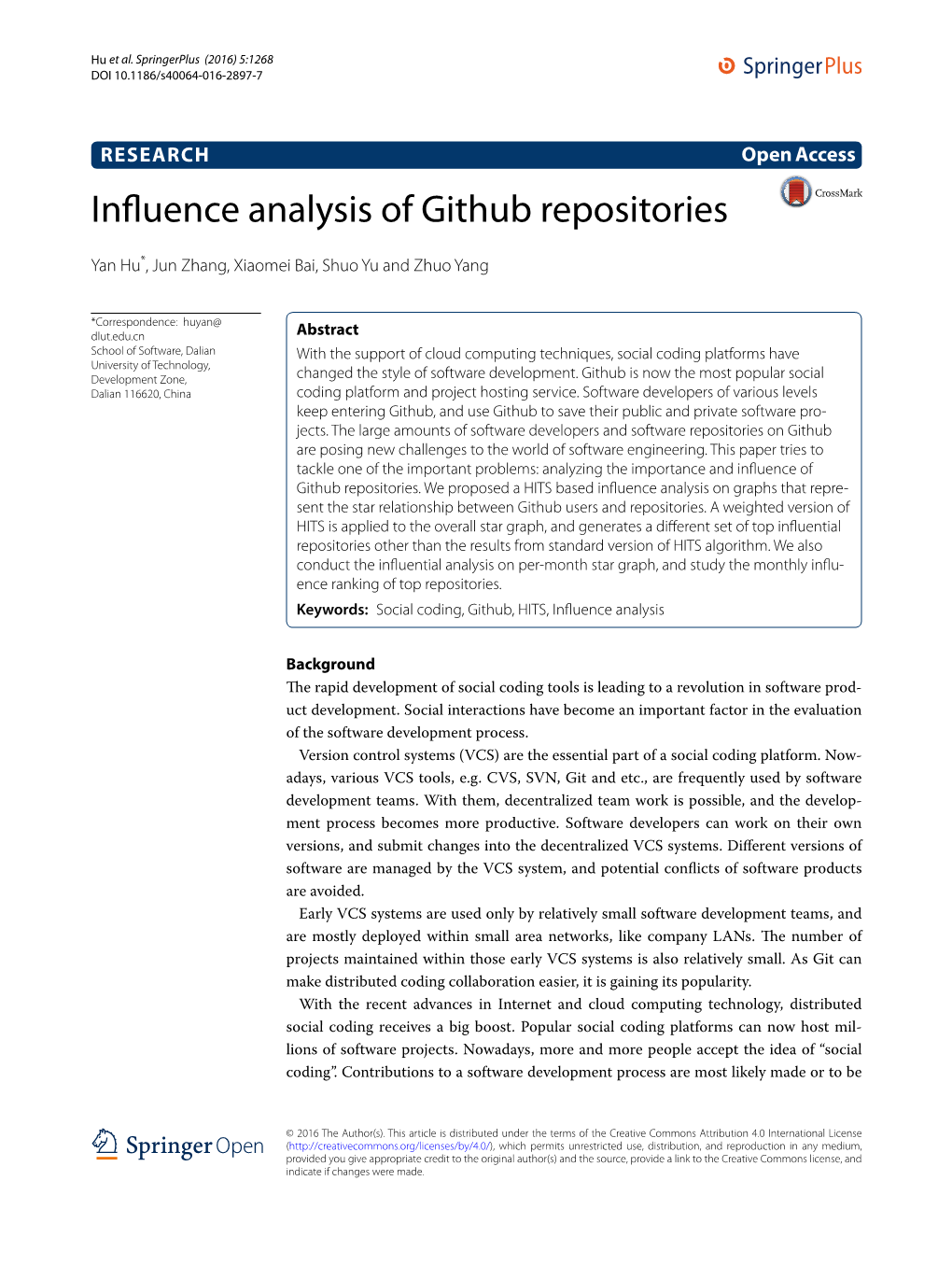 Influence Analysis of Github Repositories