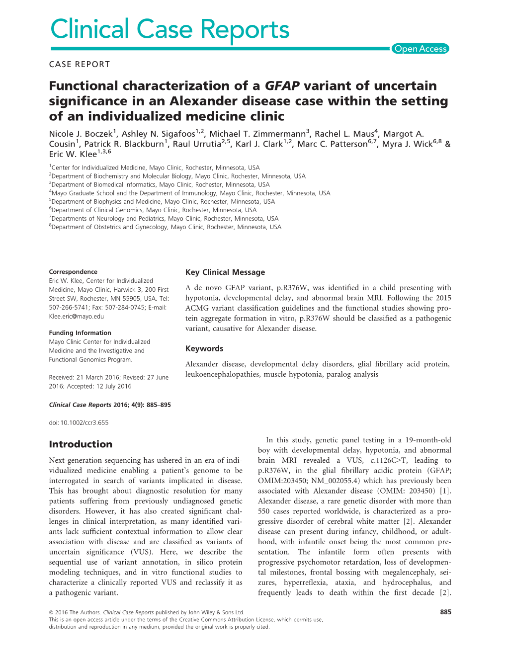 Functional Characterization of a GFAP Variant of Uncertain Significance In