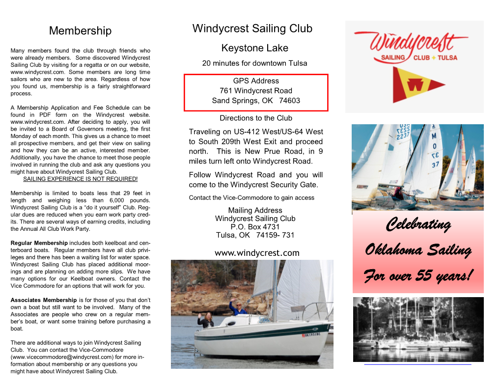 Windycrest Sailing Club Brochure