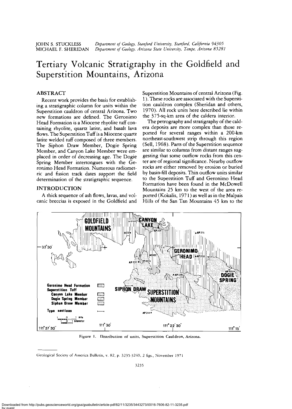 Tertiary Volcanic Stratigraphy in the Goldfield and Superstition Mountains, Arizona