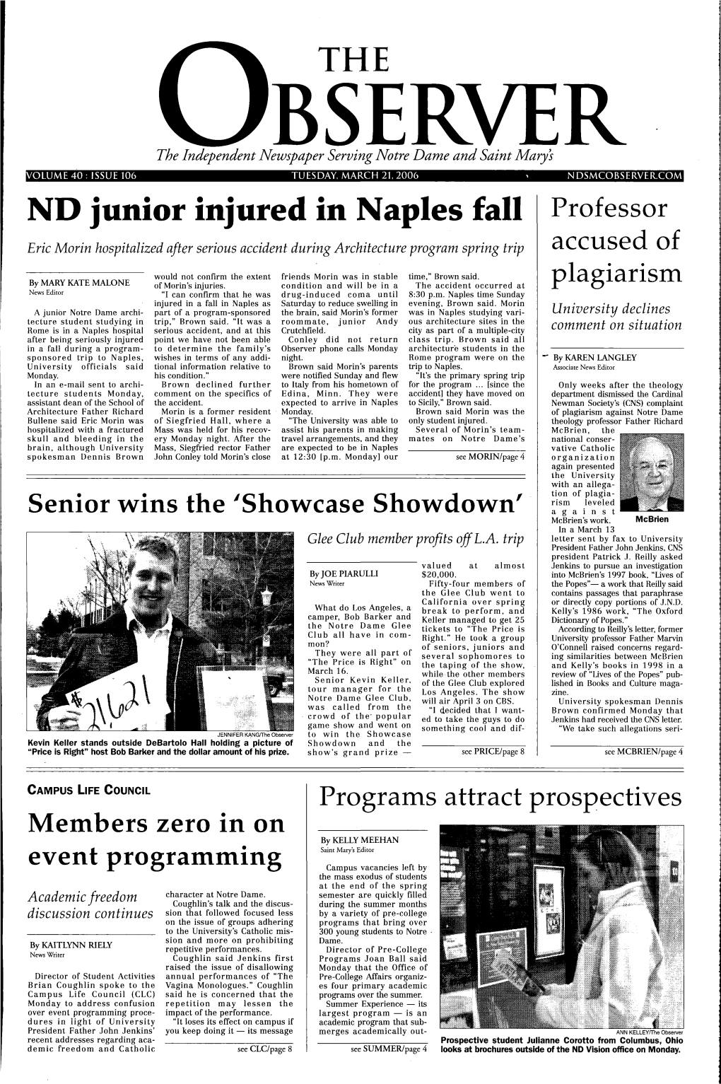 ND Junior Injured in Naples Fall Professor Eric Morin Hospitalized After Serious Accident During Architecture Program Spring Trip Accused Of