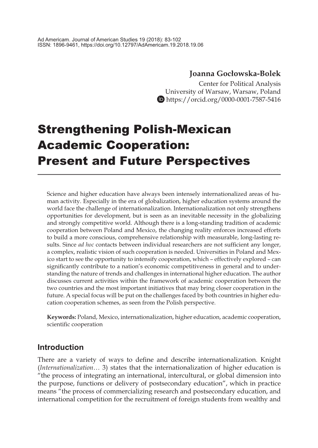 Strengthening Polish-Mexican Academic Cooperation: Present and Future Perspectives