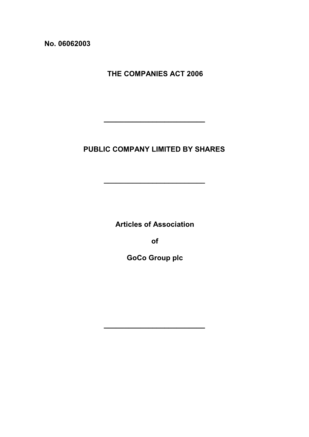 Articles of Association