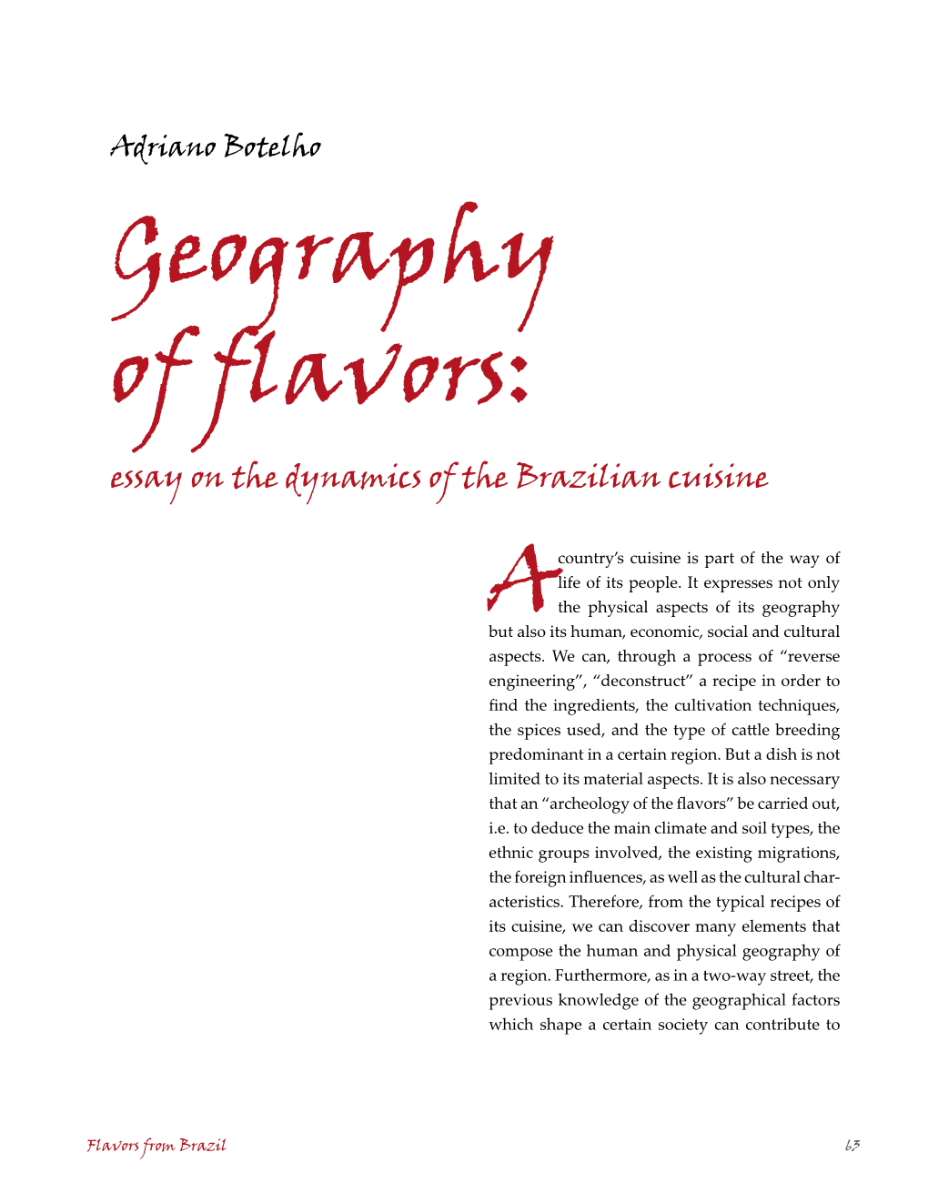 Geography of Flavors: Essay on the Dynamics of the Brazilian Cuisine