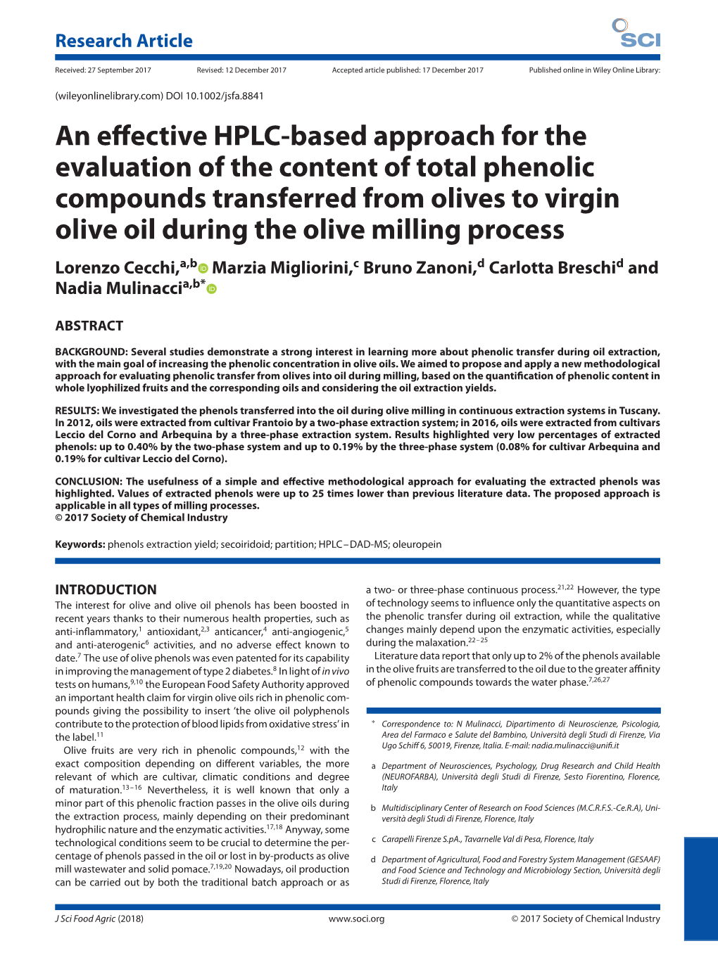 An Effective HPLC-Based Approach for the Evaluation of the Content Of