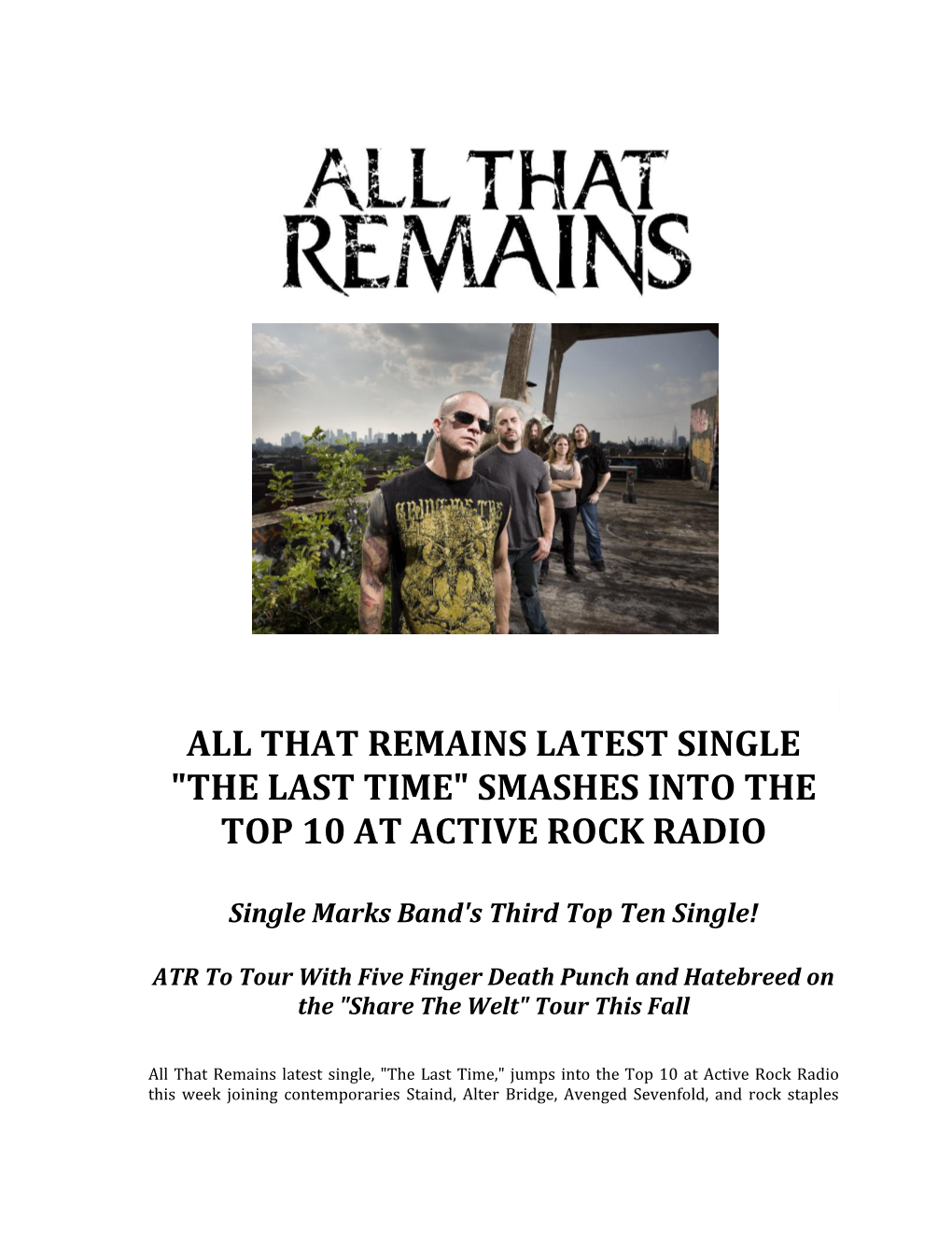 All That Remains Latest Single 