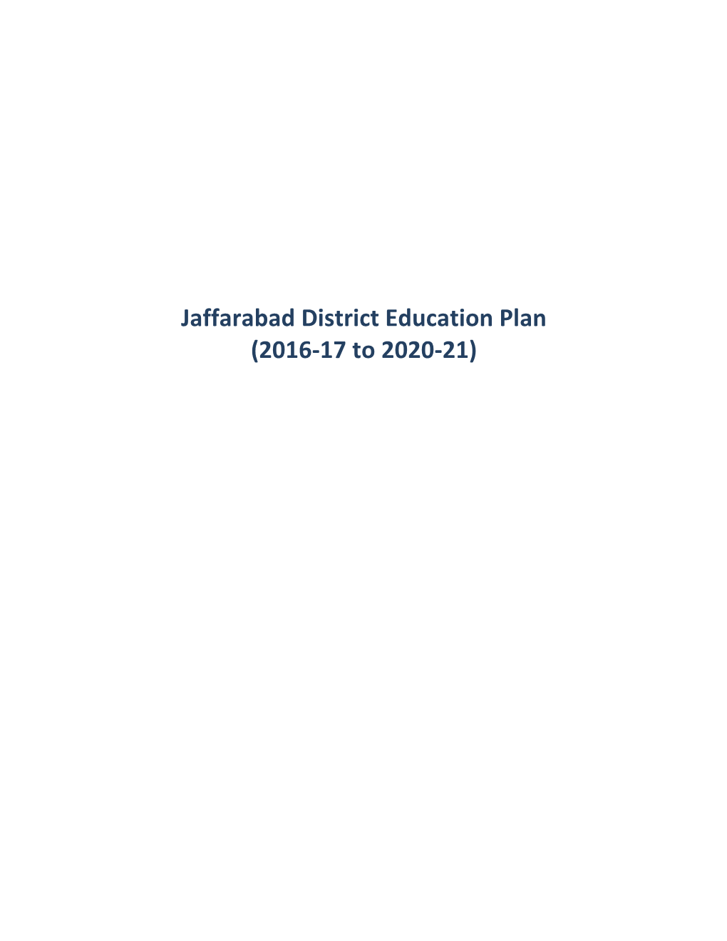 Jaffarabad District Education Plan (2016-17 to 2020-21)
