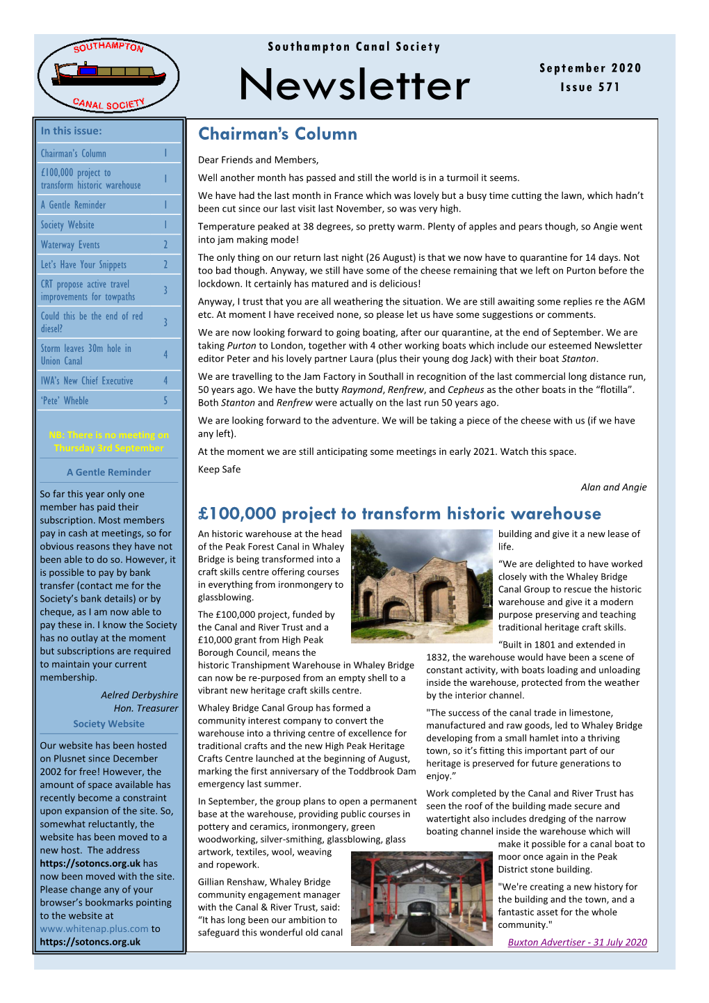 September 2020 Newsletter Issue 571