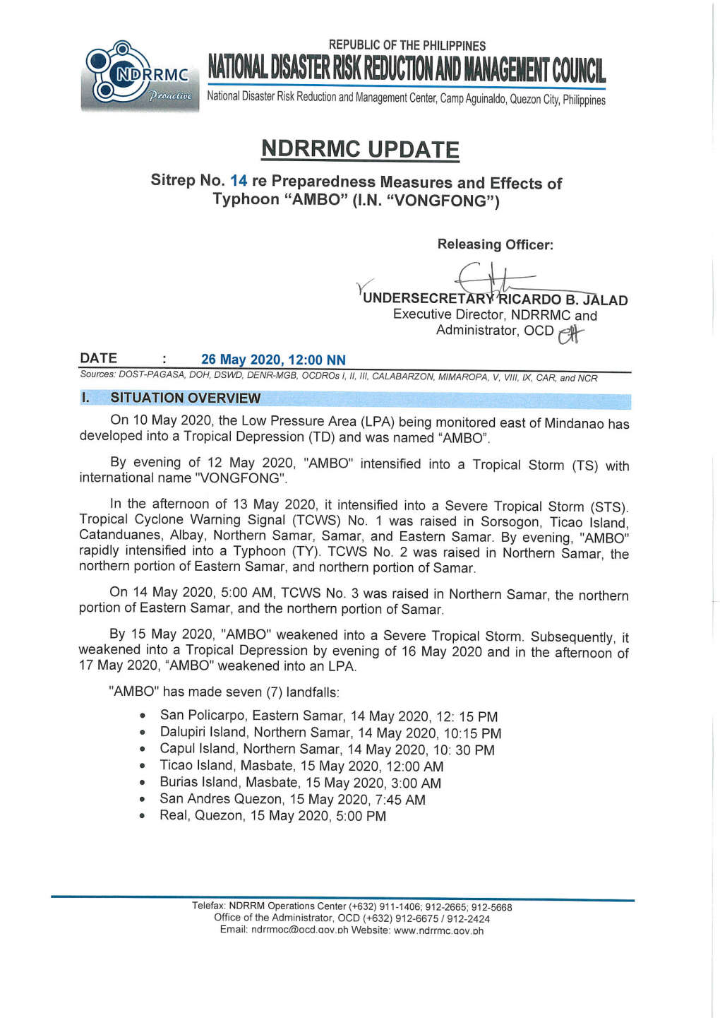 Preparedness Measures and Effects for Typhoon "AMBO" AFFECTED POPULATION As of 26 May 2020, 12:00 NN