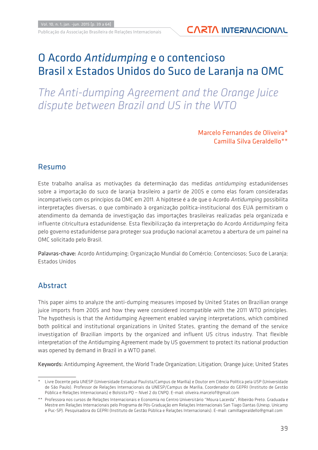 O Acordo Antidumping E O Contencioso Brasil X Estados