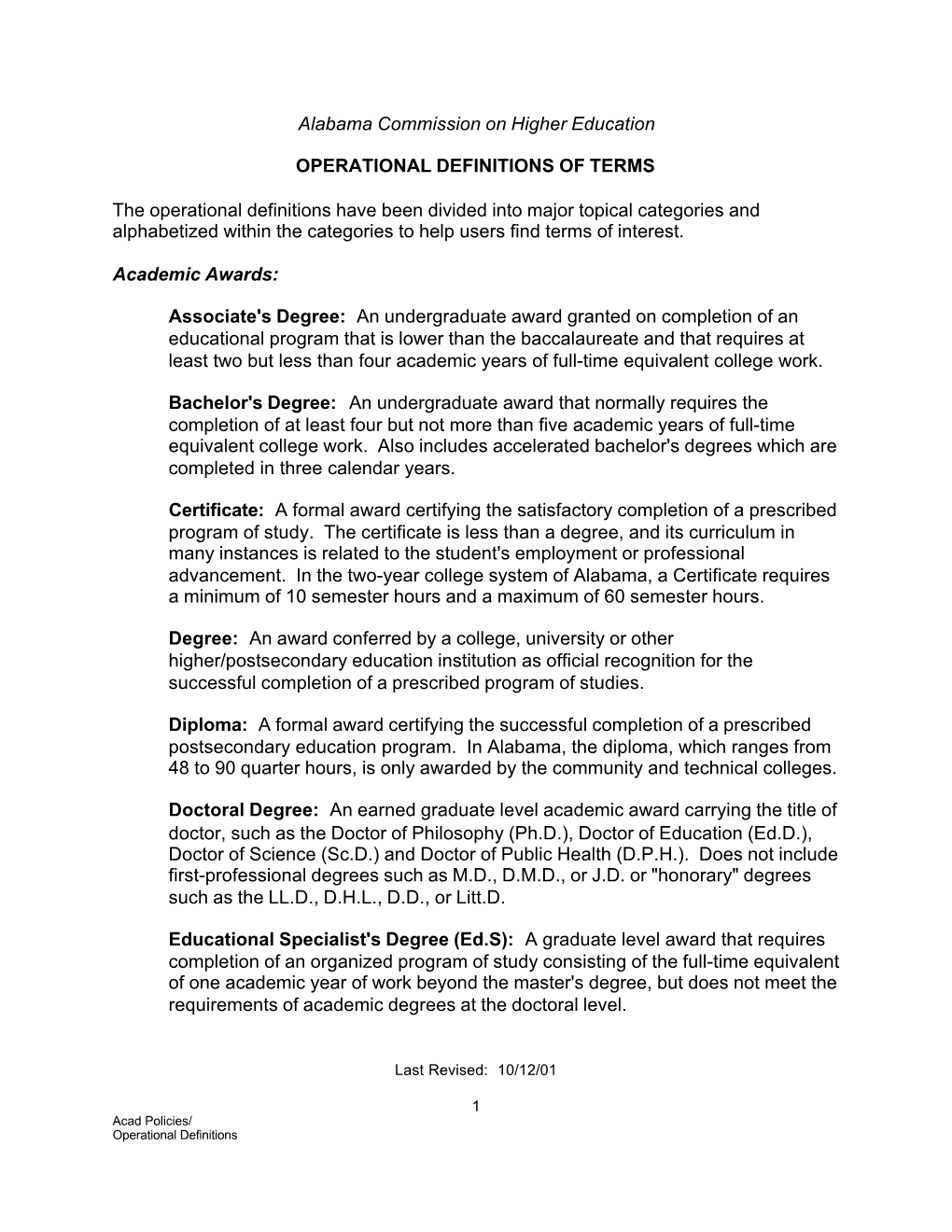 Operational Definitions of Terms