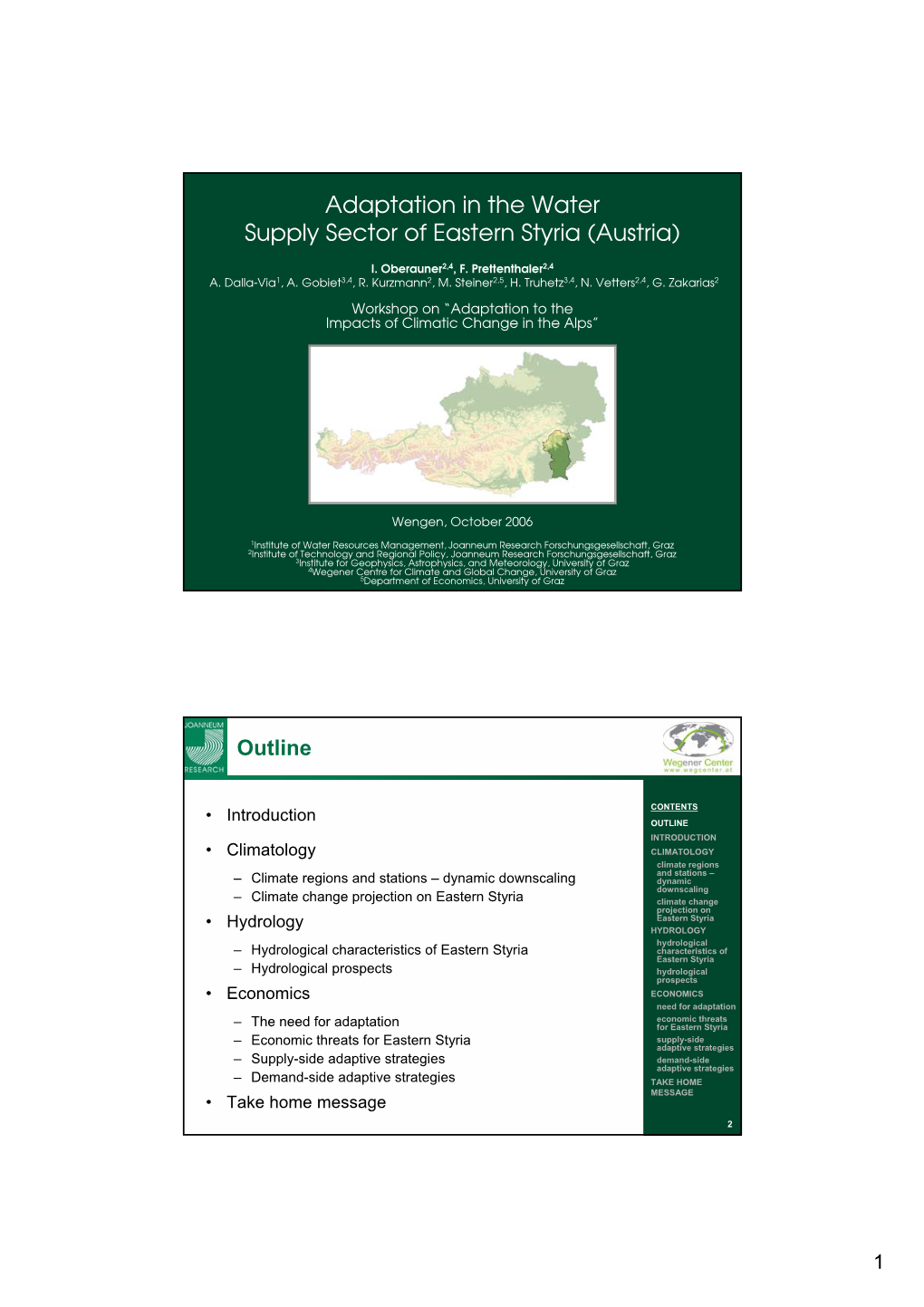 Adaptation in the Water Supply Sector of Eastern Styria (Austria)
