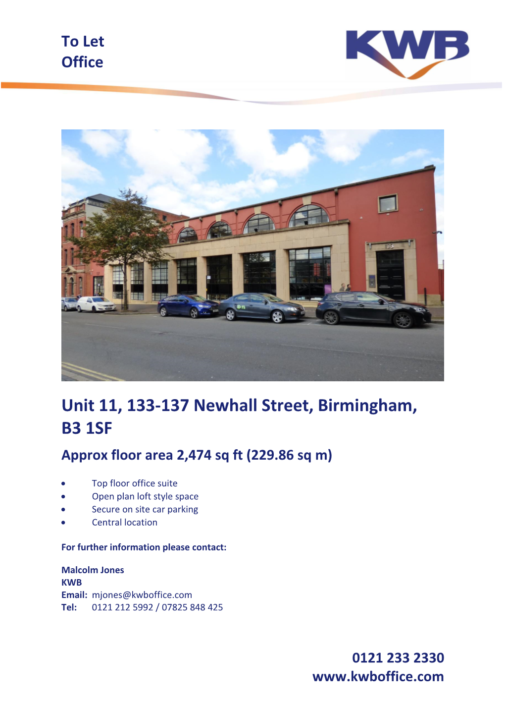Unit 11, 133-137 Newhall Street, Birmingham, B3 1SF
