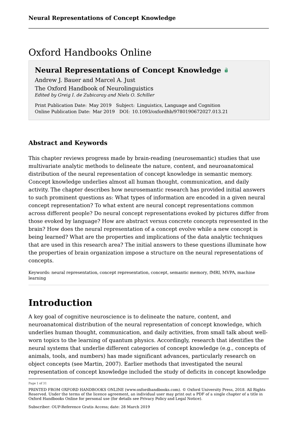Neural Representations of Concept Knowledge