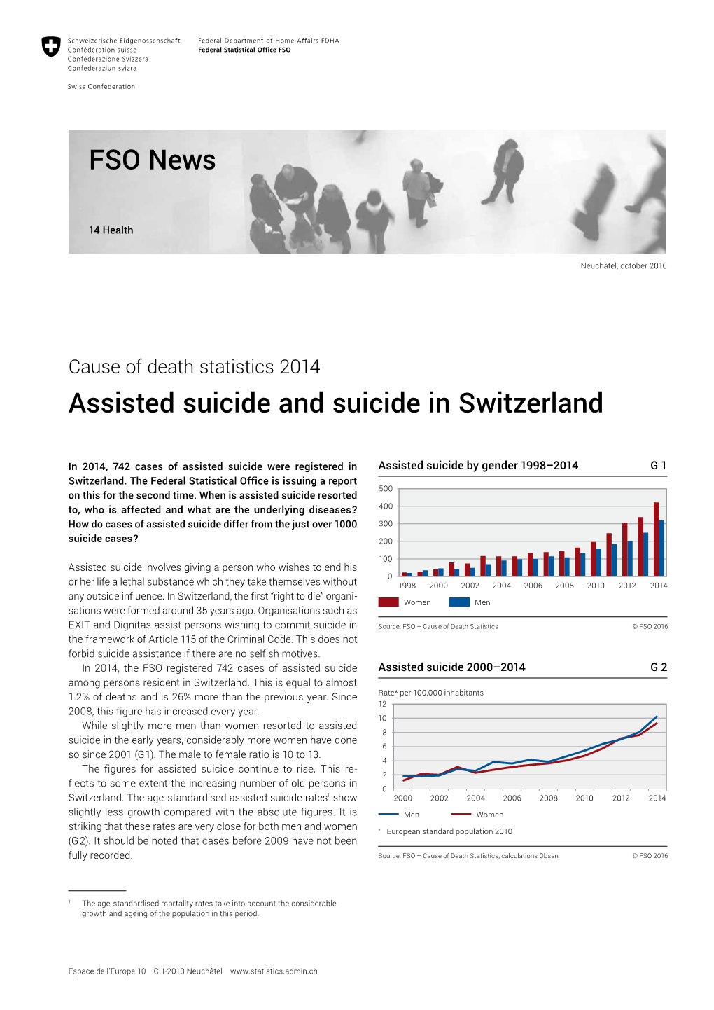 Assisted Suicide and Suicide in Switzerland FSO News