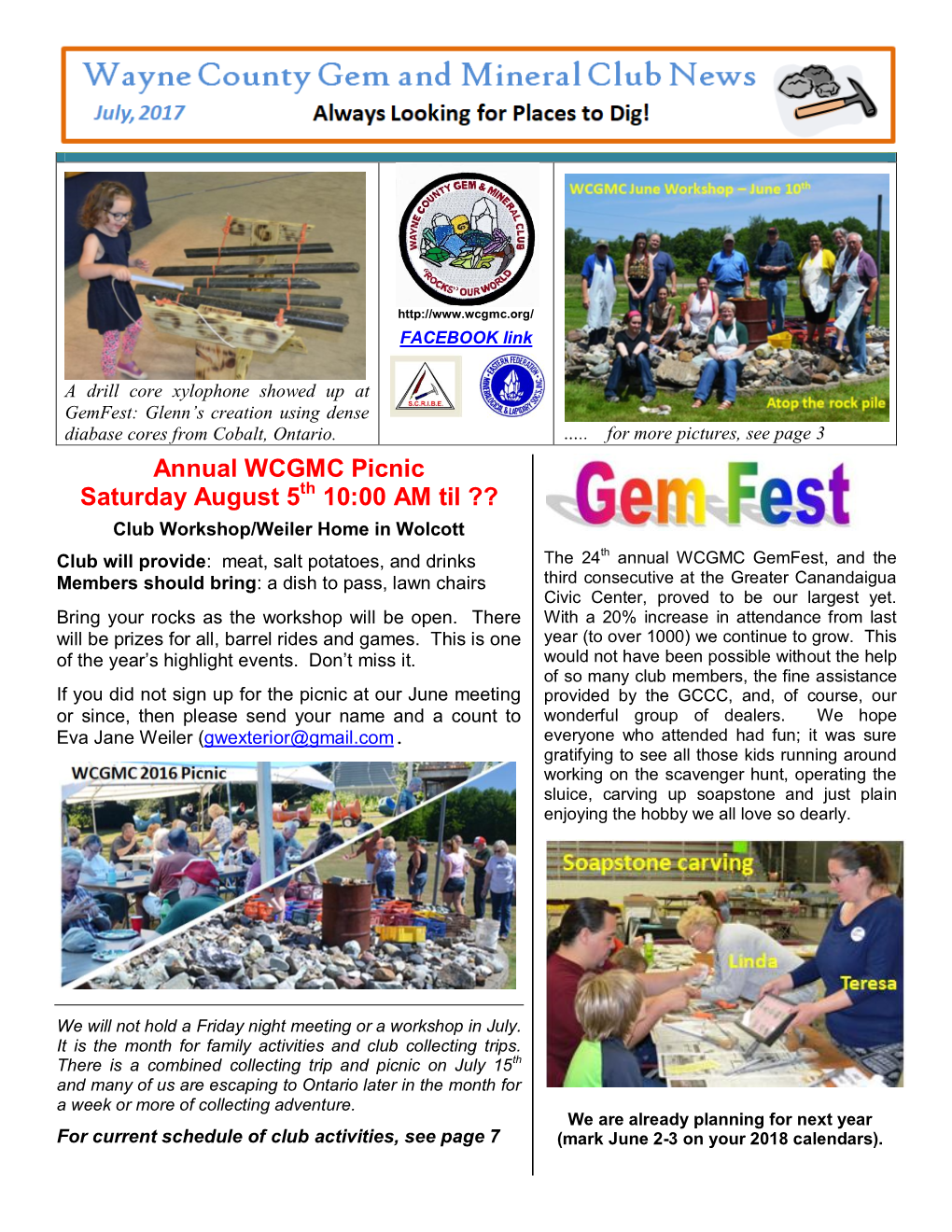 February, 2014 Wayne County Gem and Mineral Club News