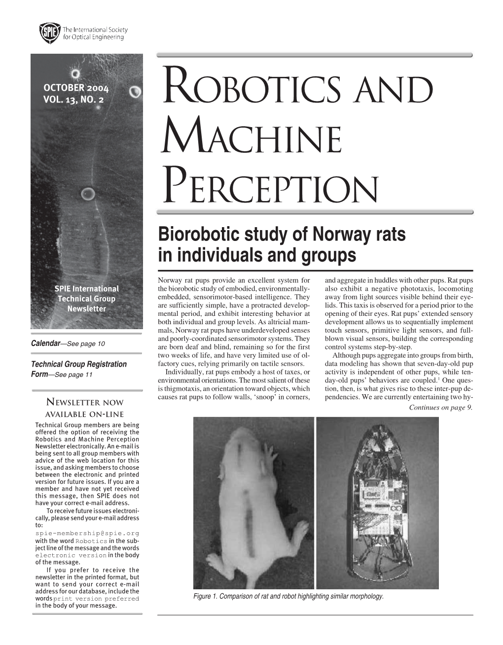 Robotics and Machine Perception 13.2 October 2004