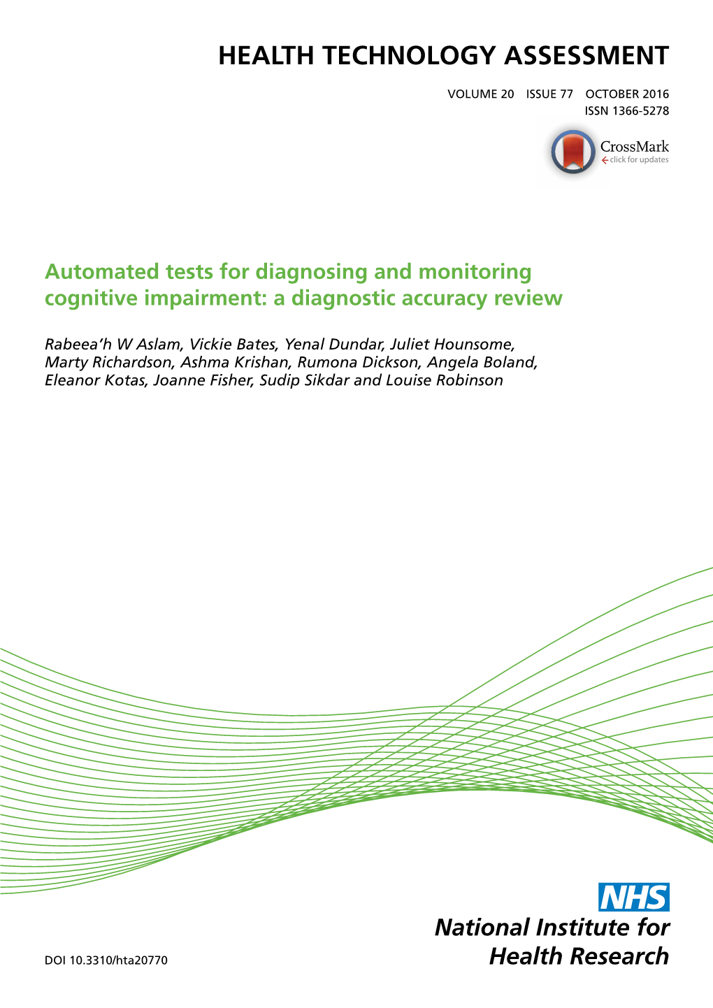 Automated Tests for Diagnosing and Monitoring Cognitive Impairment: a Diagnostic Accuracy Review