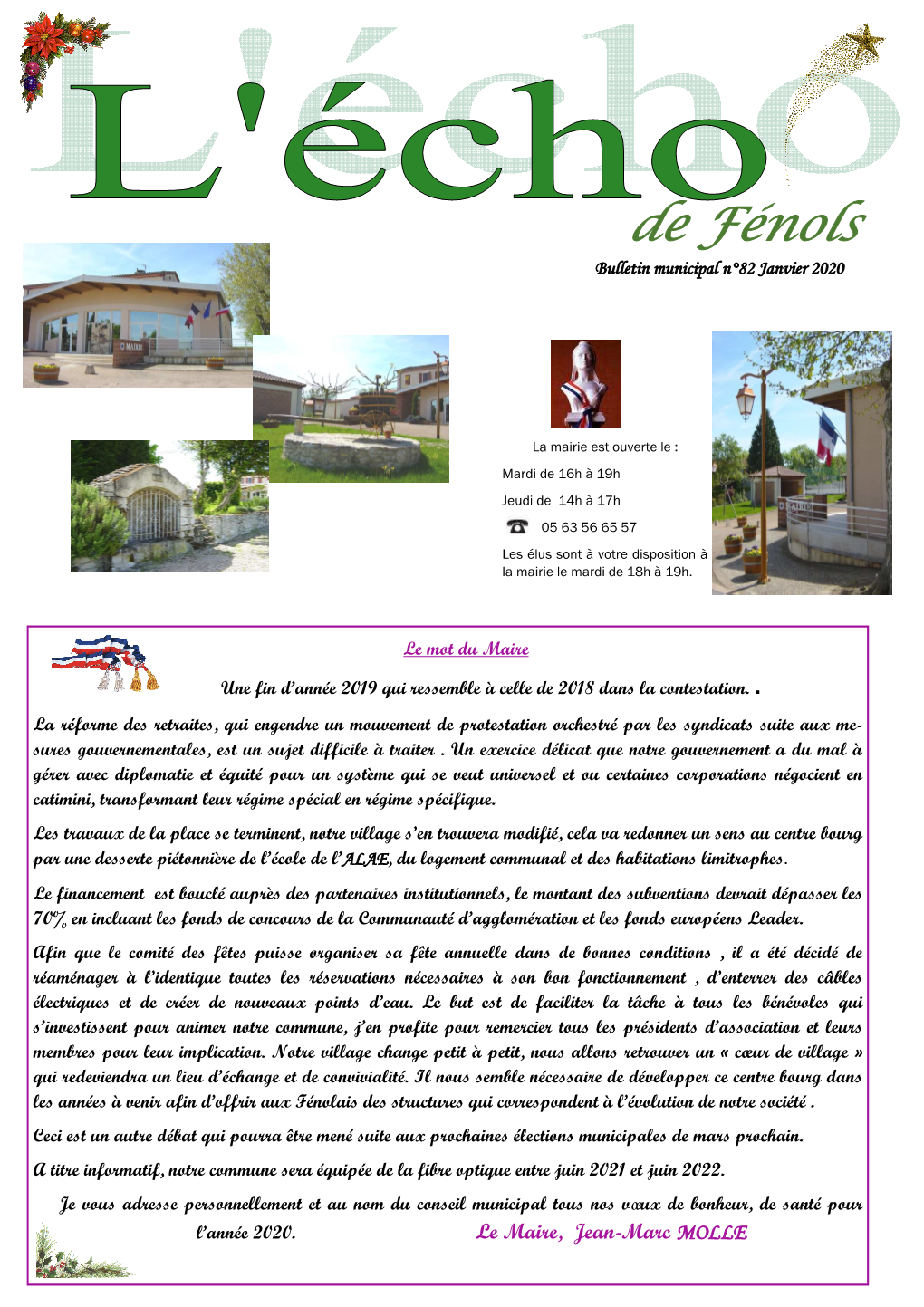 De Fénols Bulletin Municipal N°82 Janvier 2020