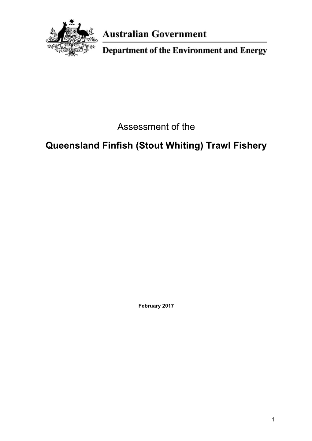 Assessment of the Queensland Finfish (Stout Whiting) Trawl Fishery