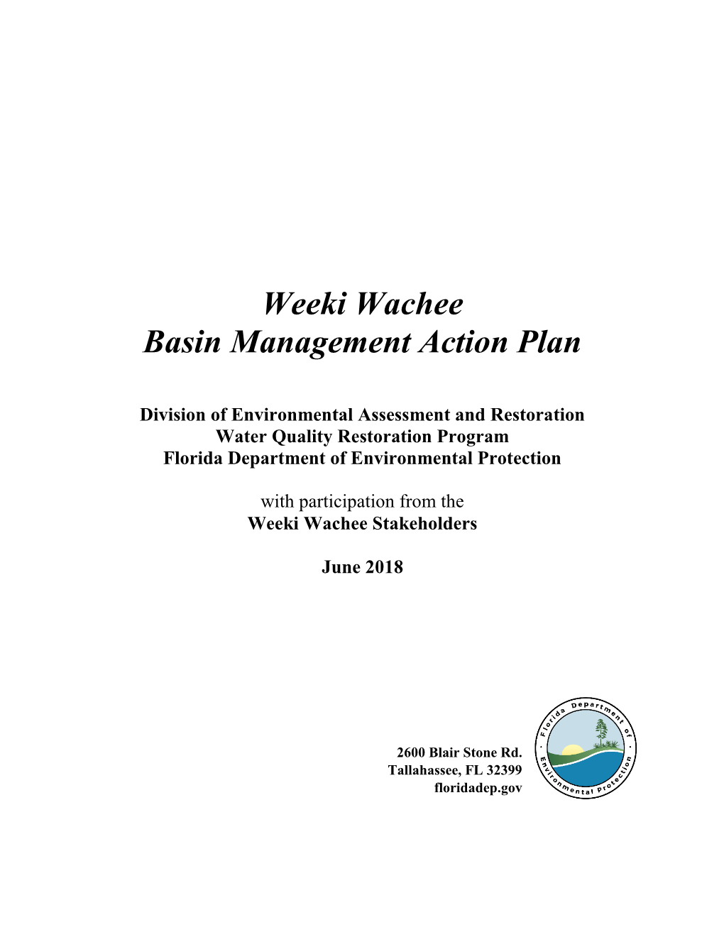 Weeki Wachee Basin Management Action Plan