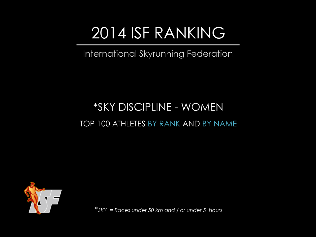 2014 ISF RANKING International Skyrunning Federation