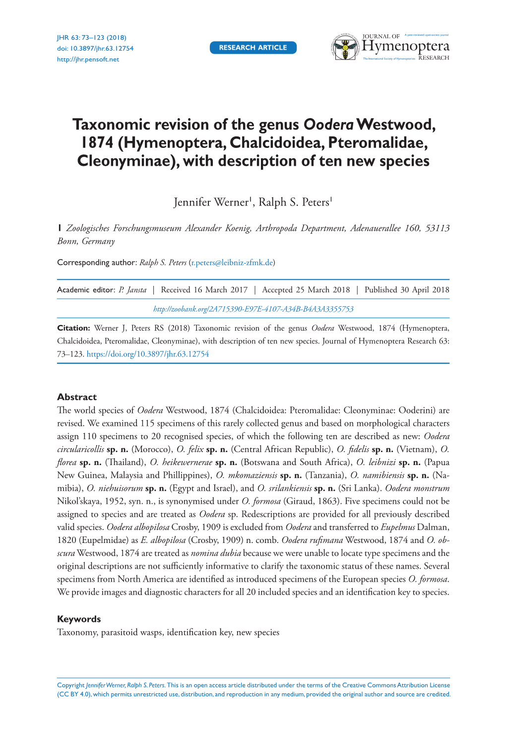 Hymenoptera, Chalcidoidea, Pteromalidae, Cleonyminae), with Description of Ten New Species