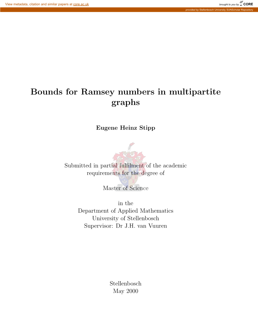 Bounds for Ramsey Numbers in Multipartite Graphs