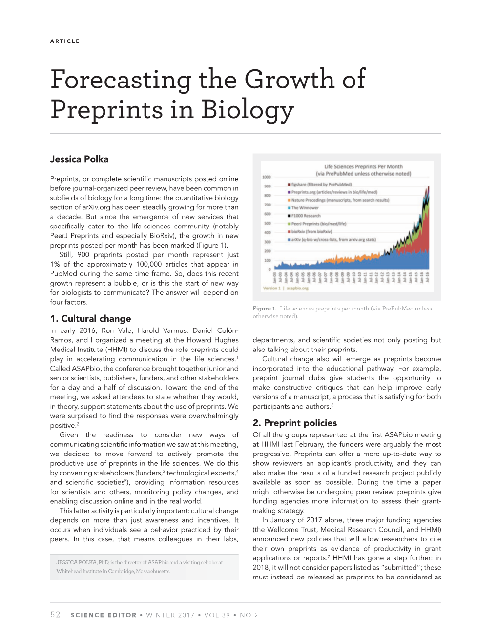 Forecasting the Growth of Preprints in Biology