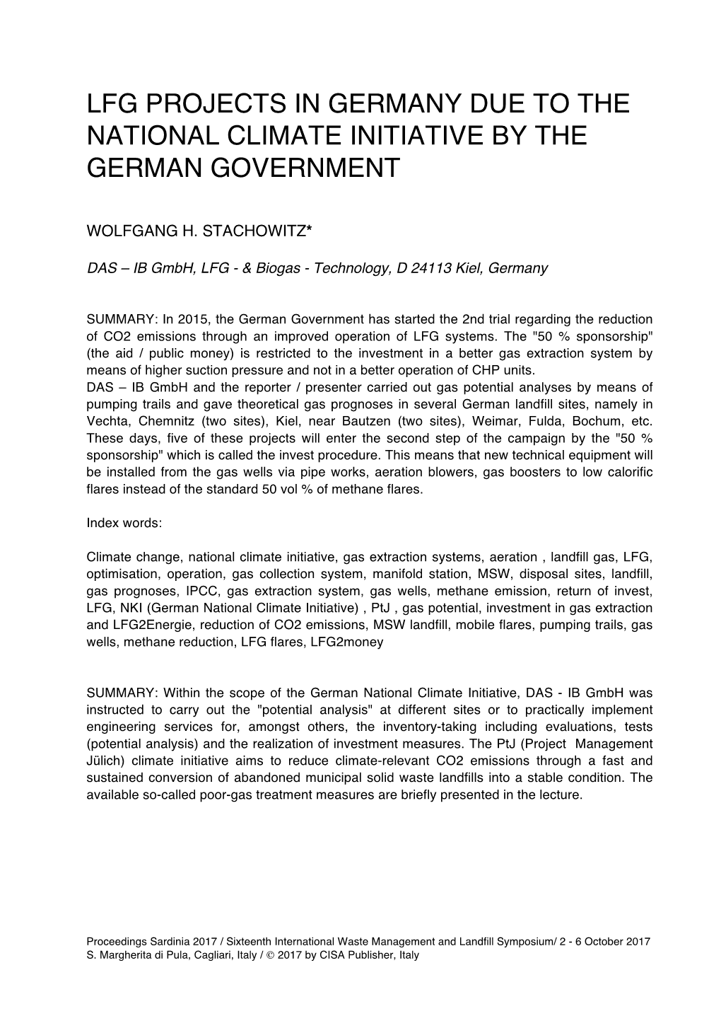 Lfg Projects in Germany Due to the National Climate Initiative by the German Government