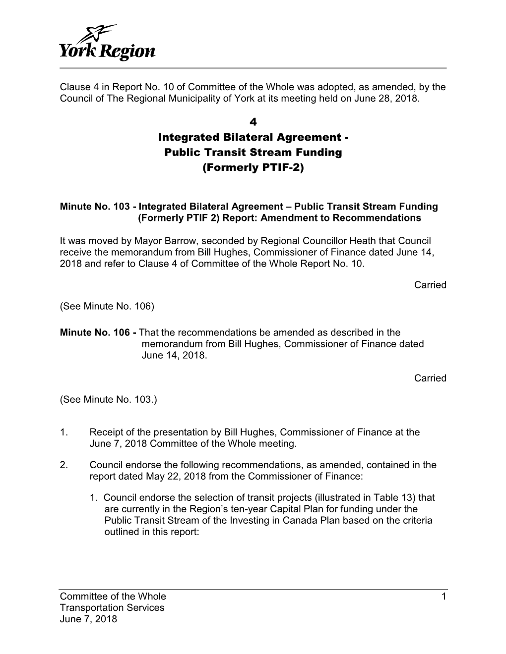 Public Transit Stream Funding (Formerly PTIF-2)