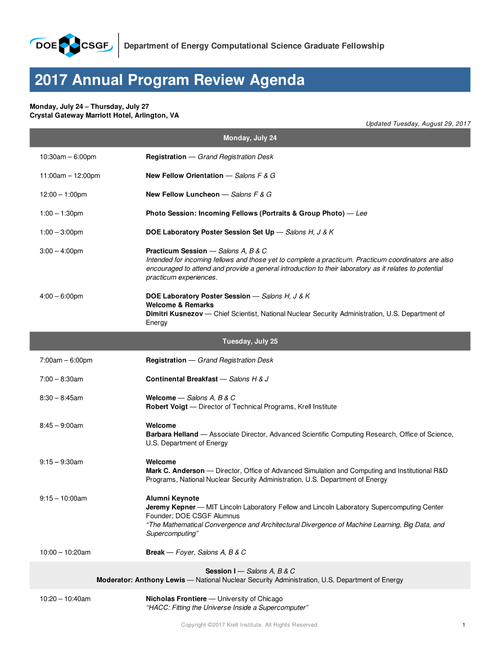 CSGF Annual Program Review Agenda