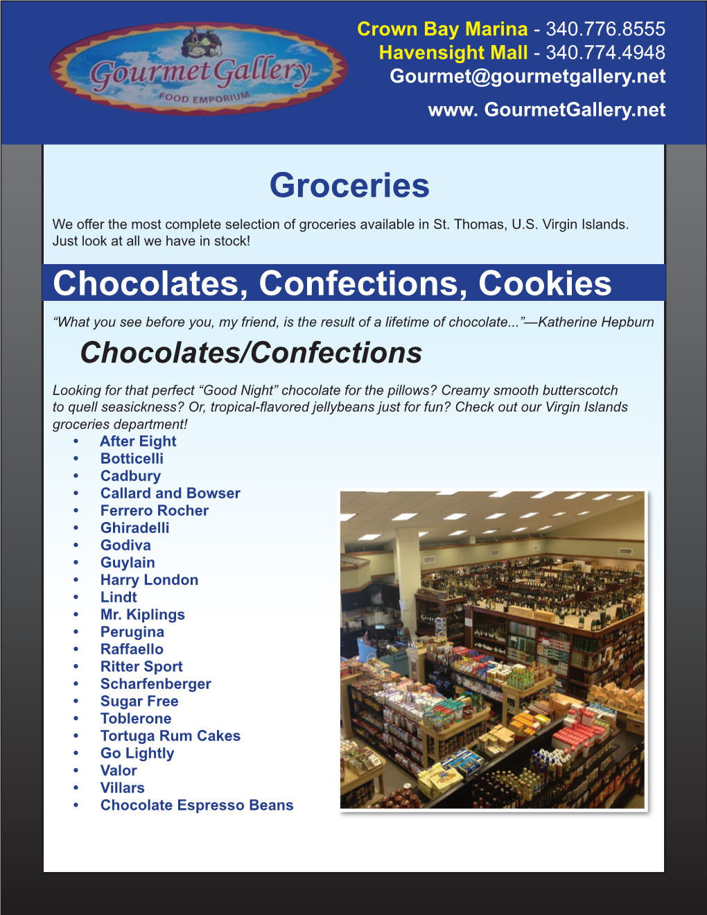 Groceries Chocolates, Confections, Cookies