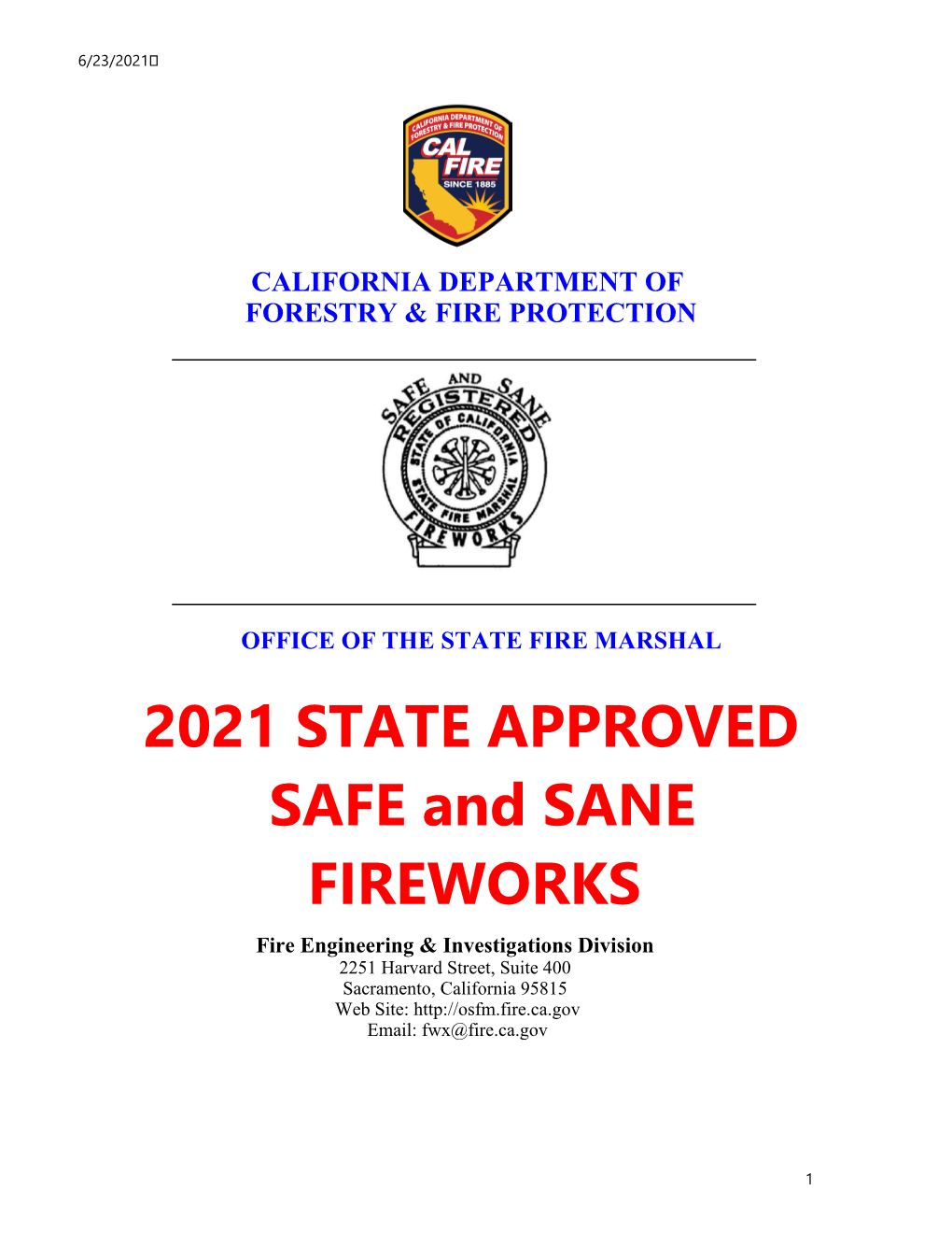 State Approved Safe & Sane Fireworks