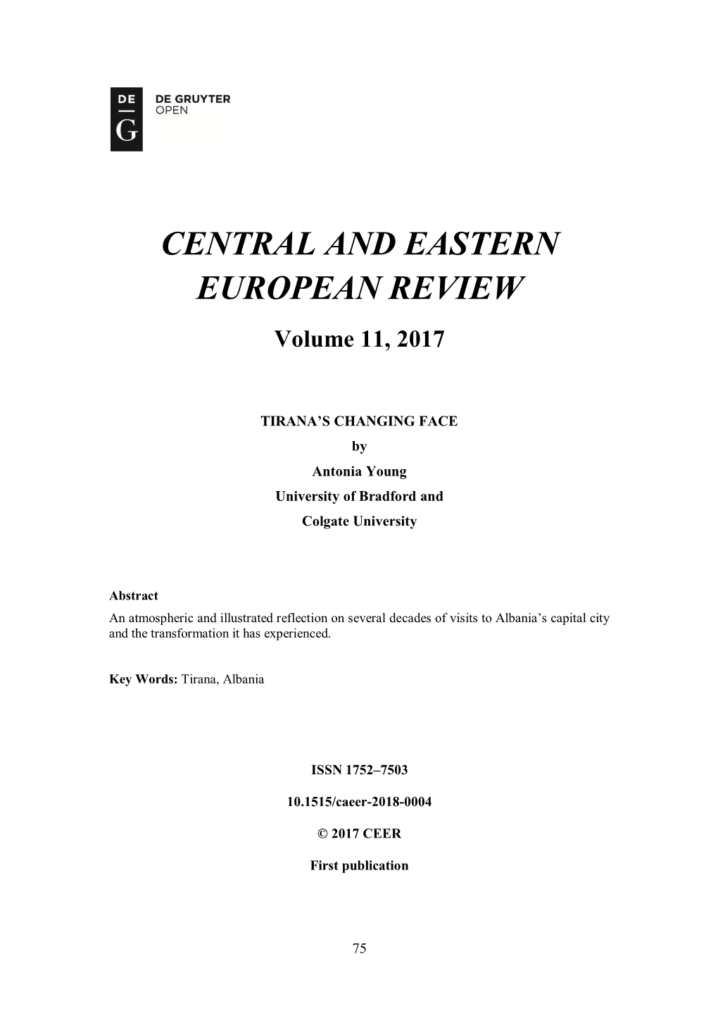 CENTRAL and EASTERN EUROPEAN REVIEW Volume 11, 2017