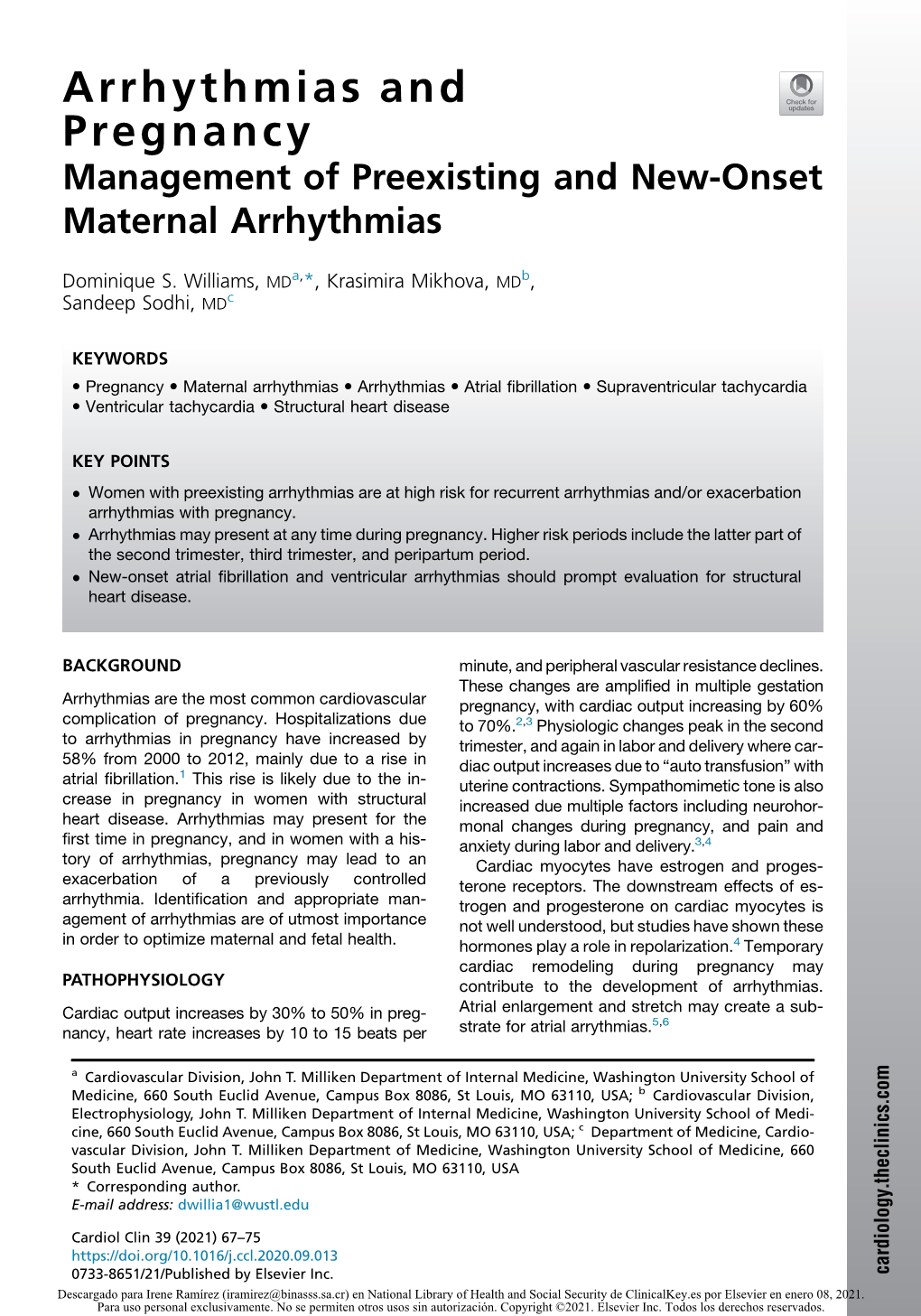 Arrhythmias and Pregnancy Management of Preexisting and New-Onset Maternal Arrhythmias