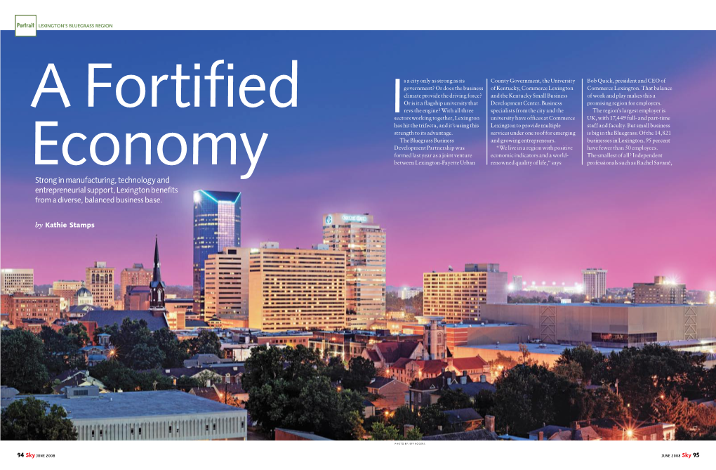 Strong in Manufacturing, Technology and Entrepreneurial Support, Lexington Benefits from a Diverse, Balanced Business Base