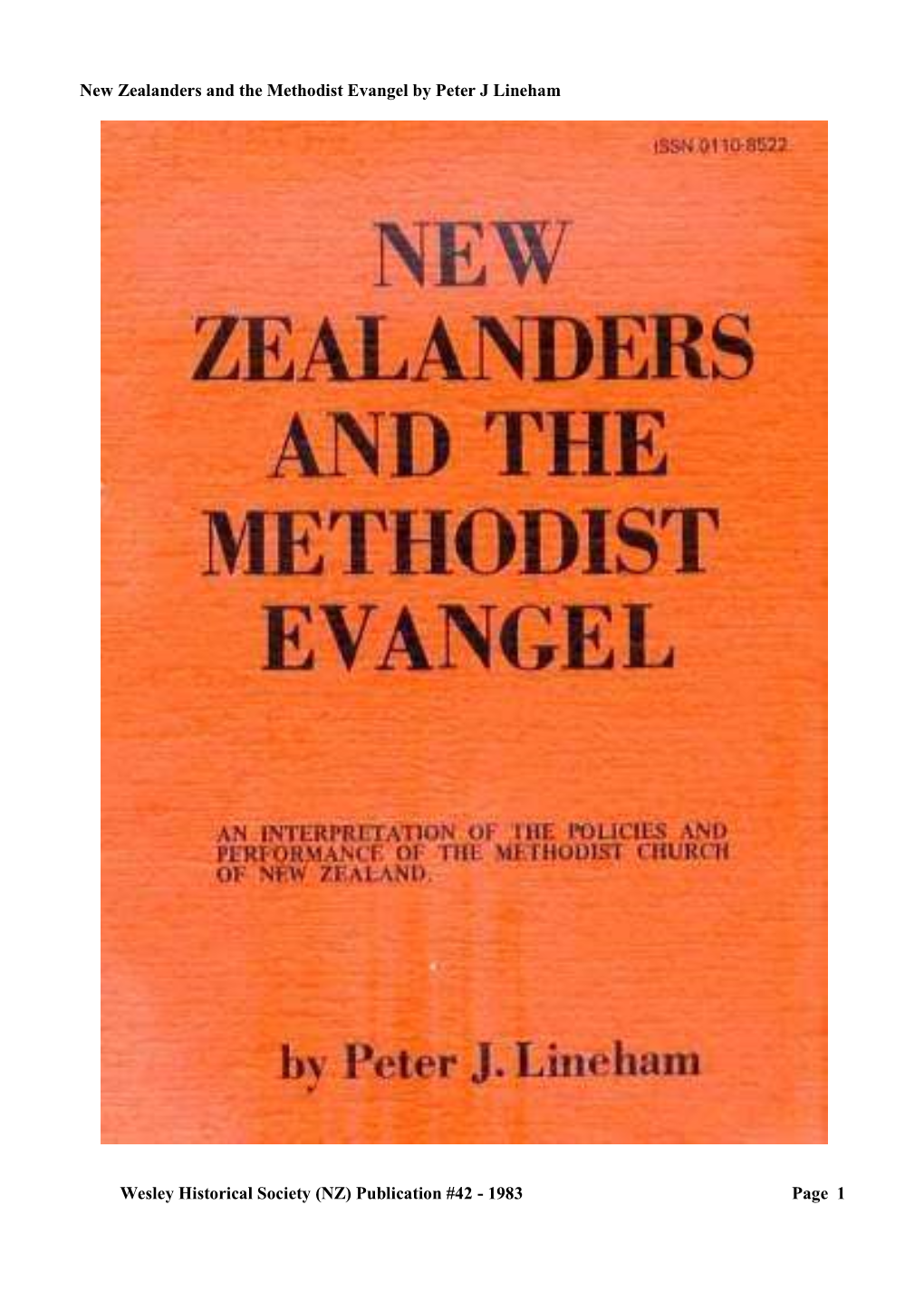 New Zealanders and the Methodist Evangel by Peter J Lineham