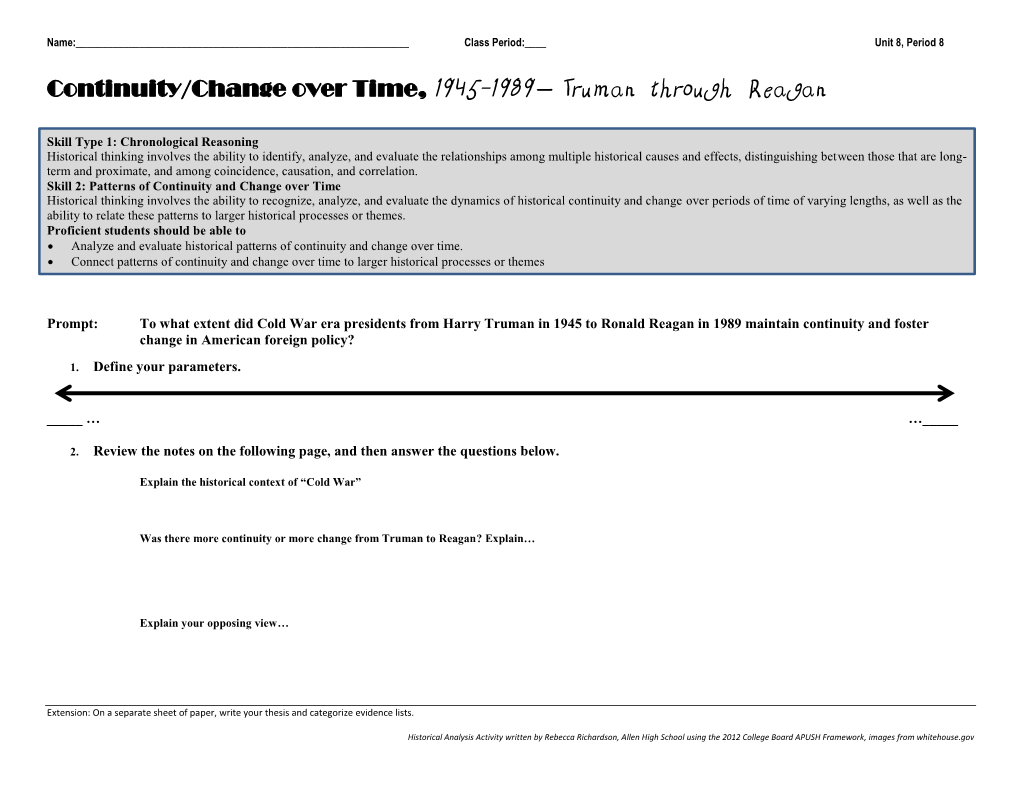 Continuity/Change Over Time, 1945-1989 – Truman Through Reagan