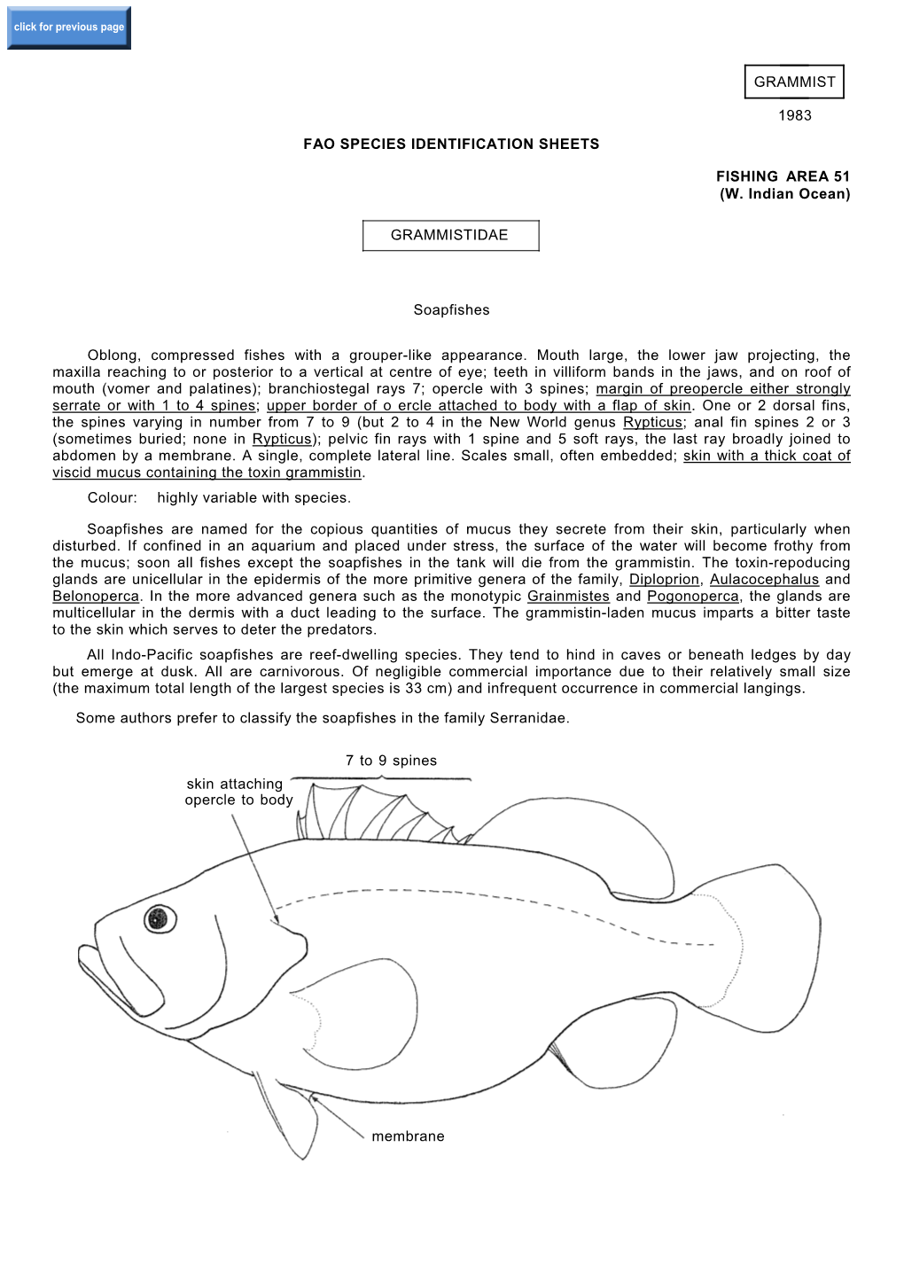 Grammist 1983 Fao Species Identification Sheets