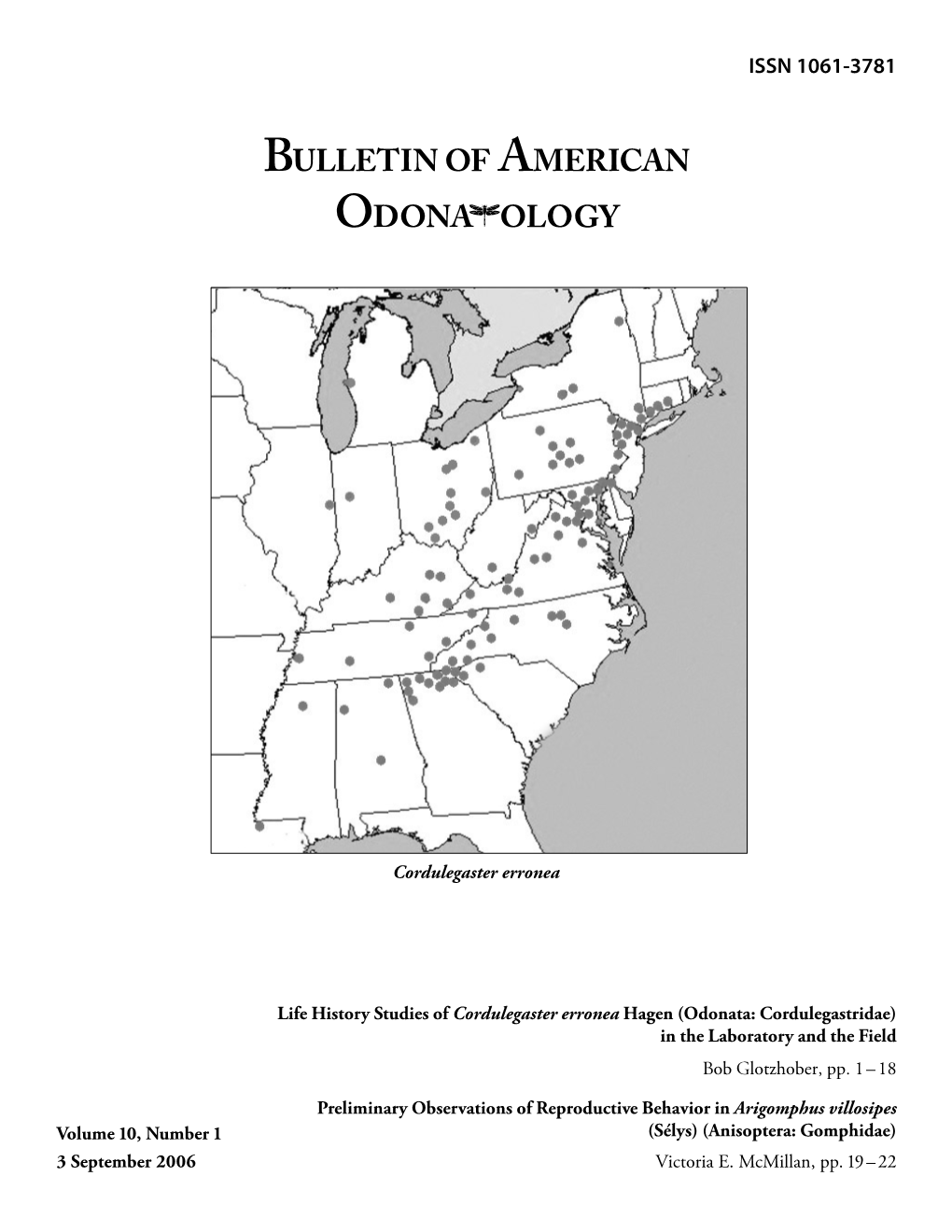 Bulletin of American Odona Ology