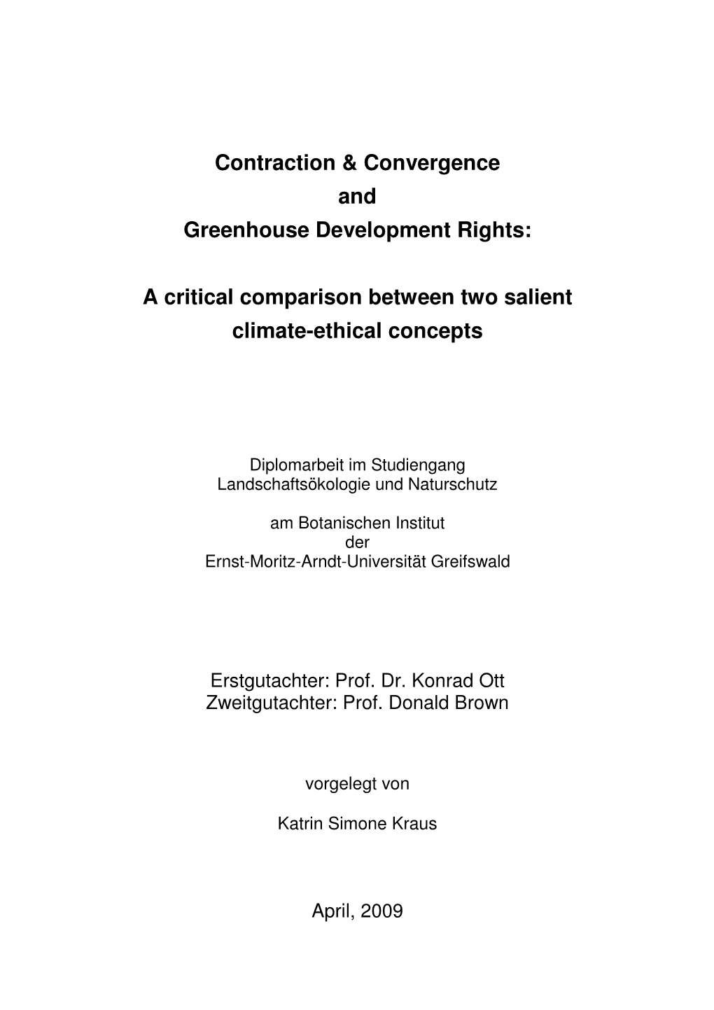 Contraction & Convergence and Greenhouse Development Rights