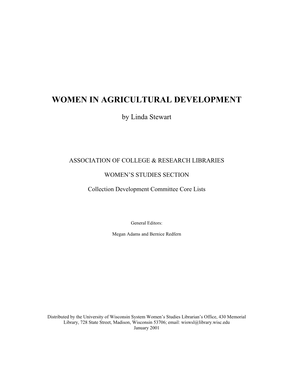 Women in Agricultural Development